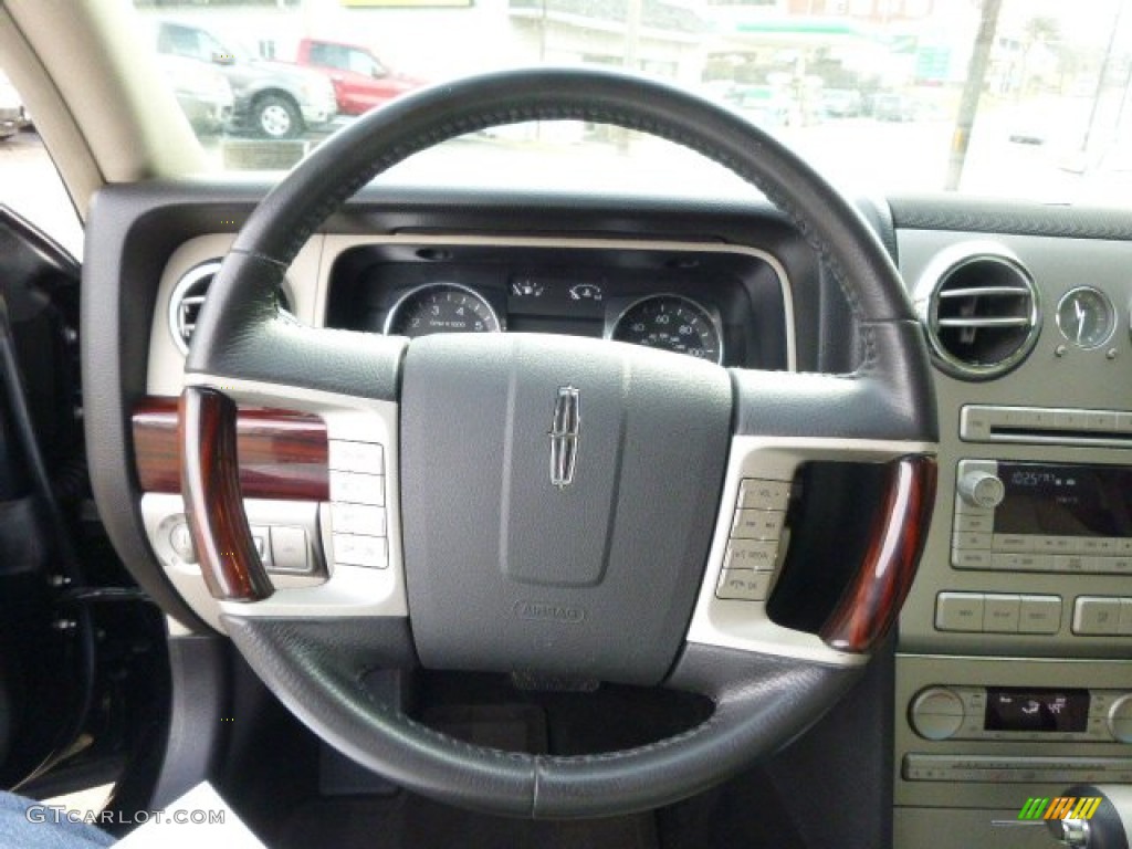 2008 Lincoln MKZ Sedan Light Stone Steering Wheel Photo #89659521