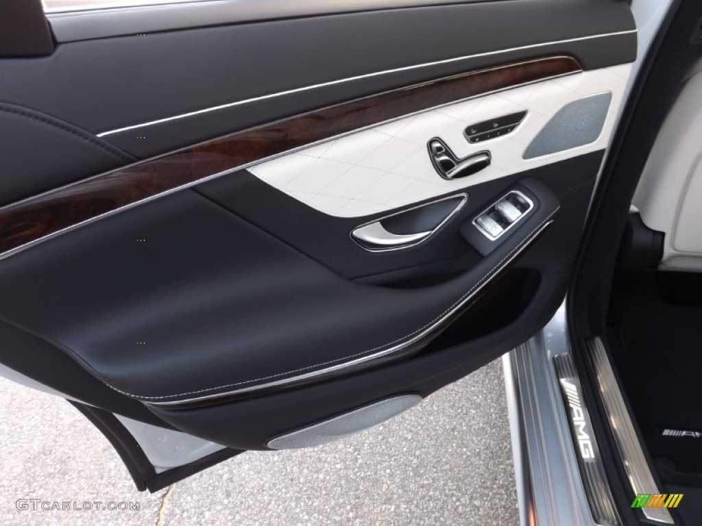 2014 Mercedes-Benz S 63 AMG 4MATIC Sedan Porcelain/Black Exclusive Door Panel Photo #89663967
