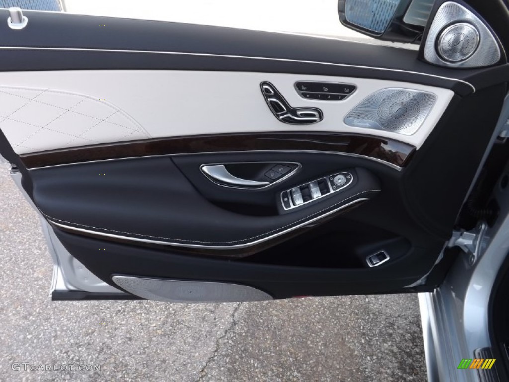 2014 Mercedes-Benz S 63 AMG 4MATIC Sedan Porcelain/Black Exclusive Door Panel Photo #89664054