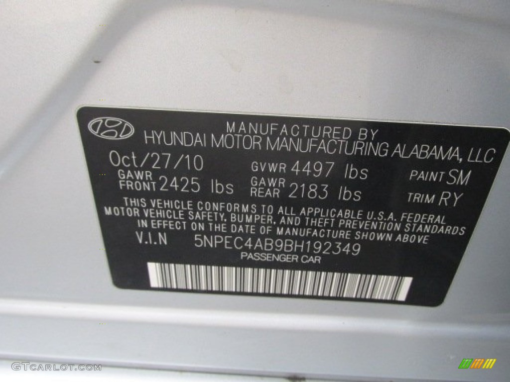 2011 Sonata Limited 2.0T - Radiant Silver / Black photo #24
