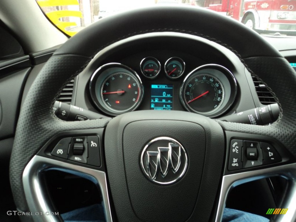 2013 Buick Regal GS Ebony Steering Wheel Photo #89666895