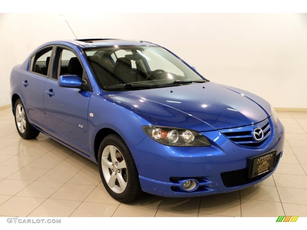 2004 MAZDA3 s Sedan - Winning Blue Mica / Black/Blue photo #1