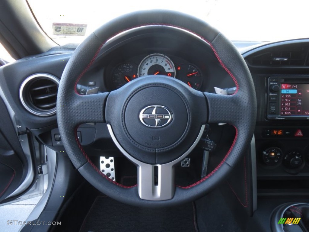 2014 Scion FR-S Standard FR-S Model Black/Red Accents Steering Wheel Photo #89671248