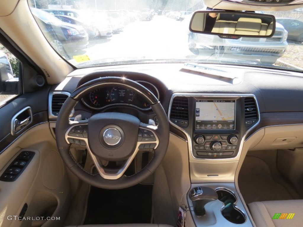 2014 Grand Cherokee Overland - Brilliant Black Crystal Pearl / Overland Nepal Jeep Brown Light Frost photo #9