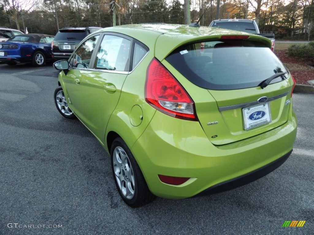 2011 Fiesta SES Hatchback - Lime Squeeze Metallic / Charcoal Black/Blue Cloth photo #14