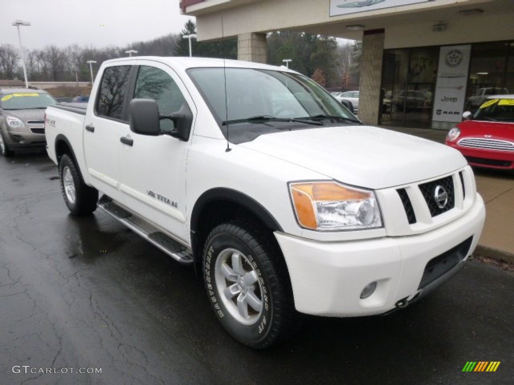 2010 Titan PRO-4X Crew Cab 4x4 - Blizzard White / Charcoal photo #2