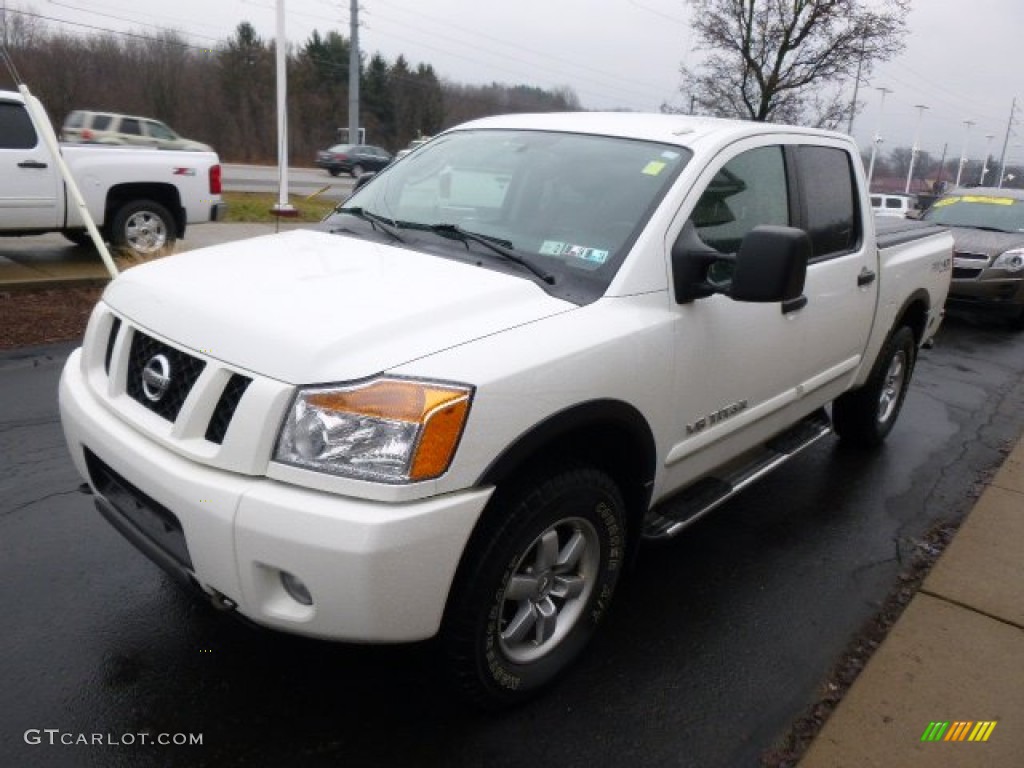 2010 Titan PRO-4X Crew Cab 4x4 - Blizzard White / Charcoal photo #4