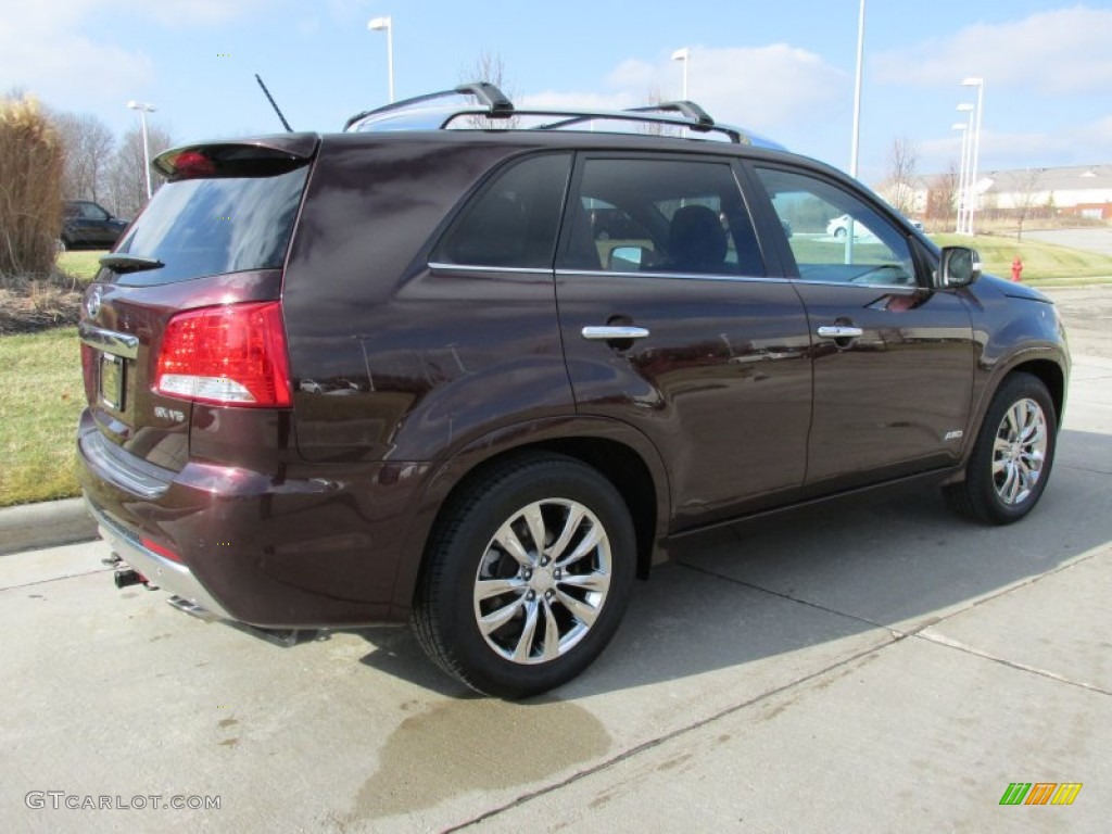 2012 Sorento SX V6 AWD - Dark Cherry / Black/Beige photo #3