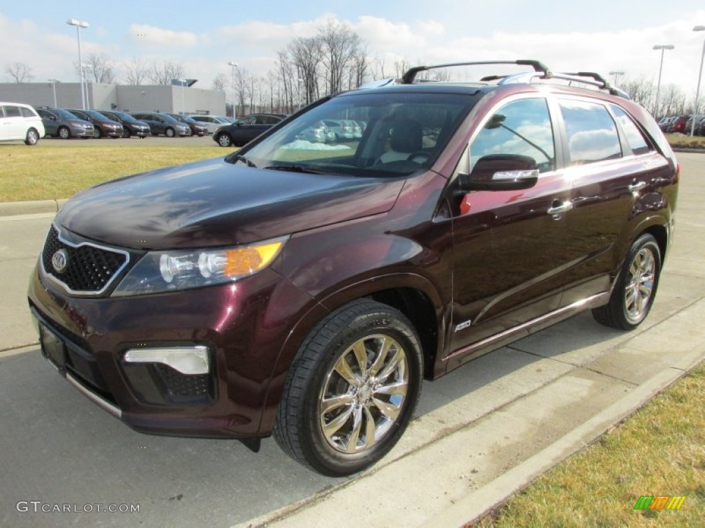 2012 Sorento SX V6 AWD - Dark Cherry / Black/Beige photo #7