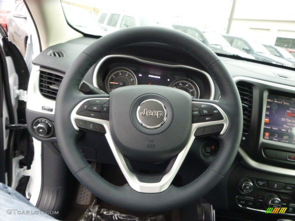 2014 Jeep Cherokee Limited 4x4 Vesuvio - Jeep Brown/Indigo Blue Steering Wheel Photo #89685683