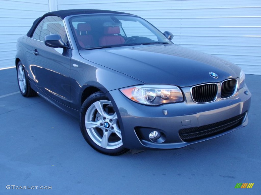 2013 1 Series 128i Convertible - Space Gray Metallic / Coral Red photo #1