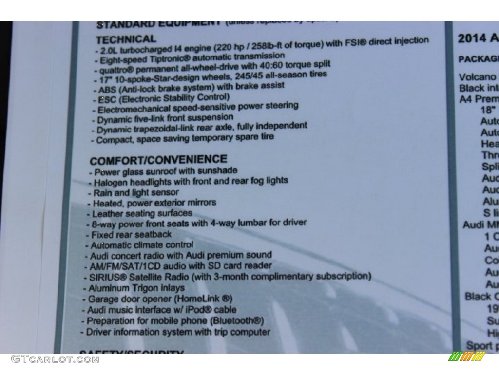 2014 A4 2.0T quattro Sedan - Volcano Red Metallic / Black photo #36