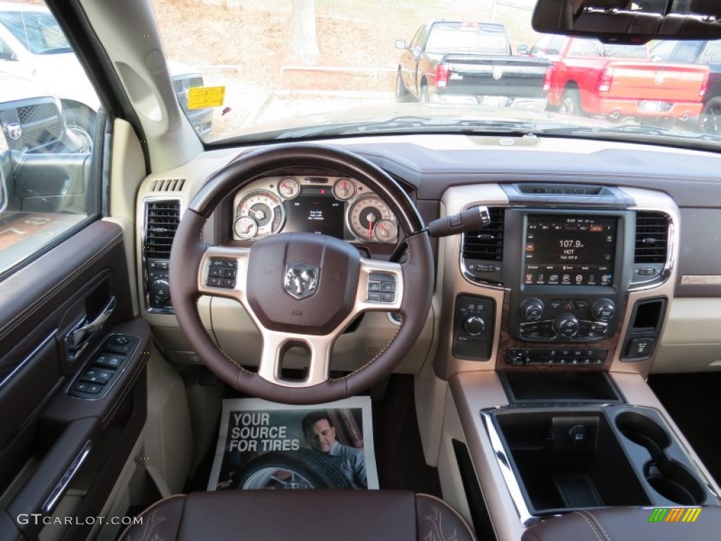 2014 2500 Laramie Longhorn Crew Cab 4x4 - Prairie Pearl Coat / Canyon Brown/Light Frost Beige photo #9