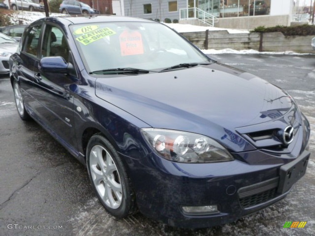 2008 MAZDA3 s Grand Touring Hatchback - Stormy Blue Mica / Black photo #3
