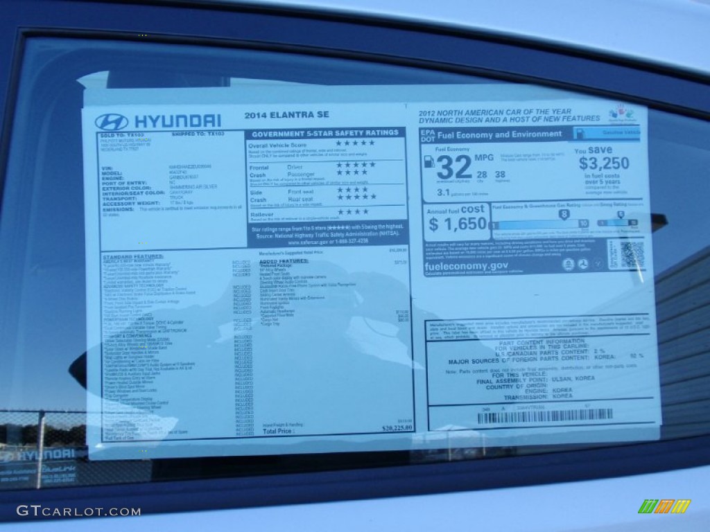 2014 Elantra SE Sedan - Silver / Gray photo #34