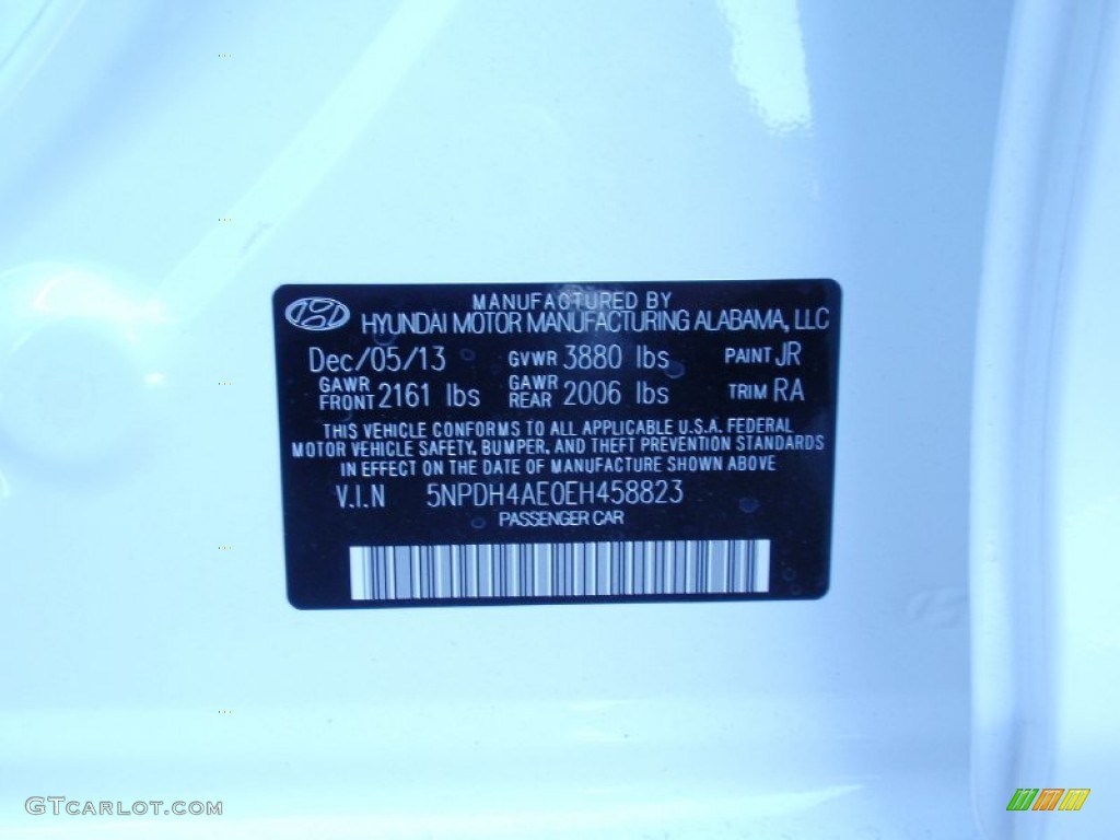 2014 Hyundai Elantra SE Sedan Color Code Photos