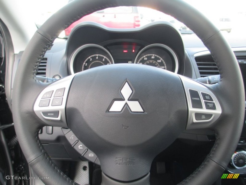 2014 Mitsubishi Lancer GT Black Steering Wheel Photo #89748023
