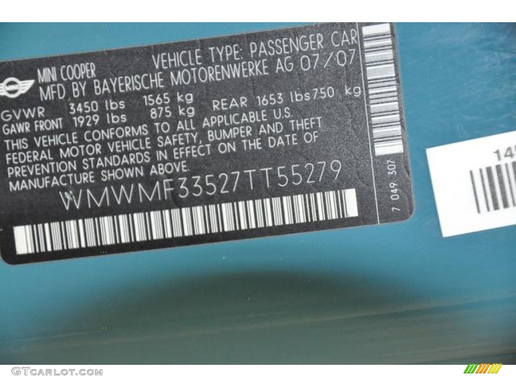 2007 Cooper Hardtop - Oxygen Blue / Grey/Carbon Black photo #26