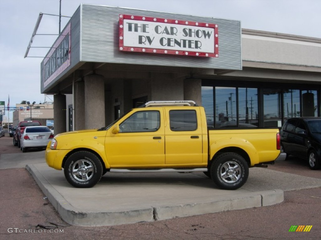 2001 Frontier SE V6 Crew Cab 4x4 - Solar Yellow / Gray photo #10