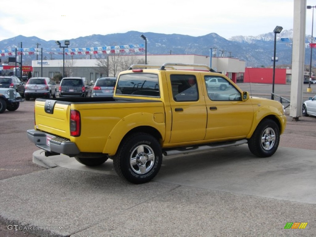2001 Frontier SE V6 Crew Cab 4x4 - Solar Yellow / Gray photo #13
