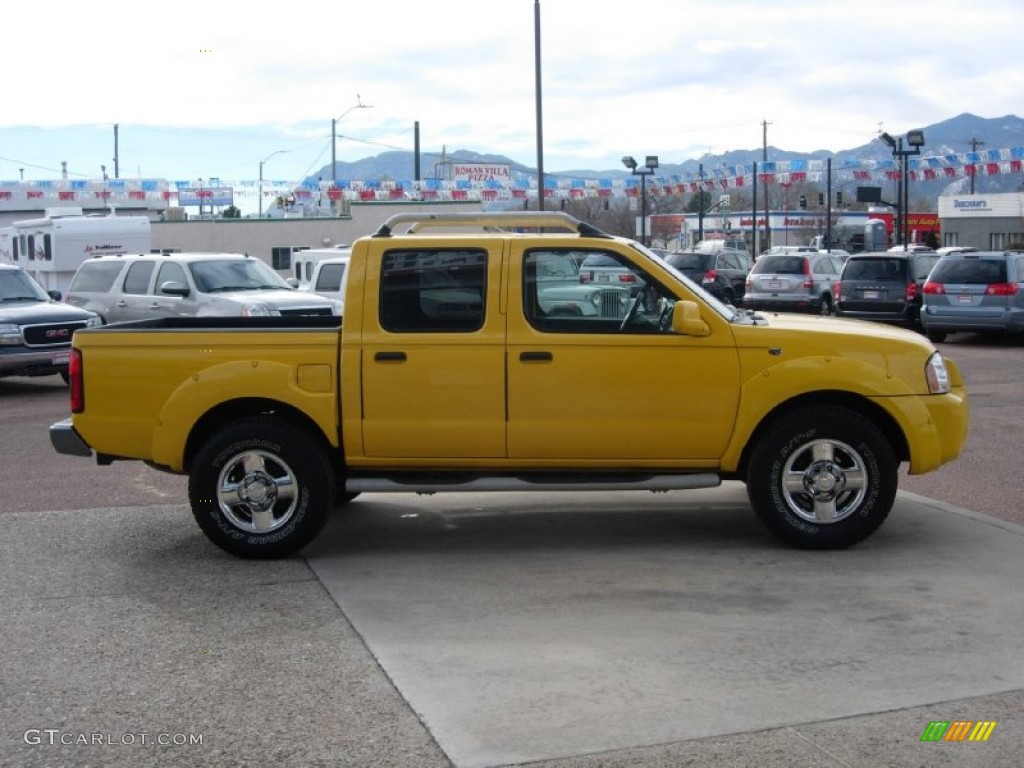 2001 Frontier SE V6 Crew Cab 4x4 - Solar Yellow / Gray photo #14