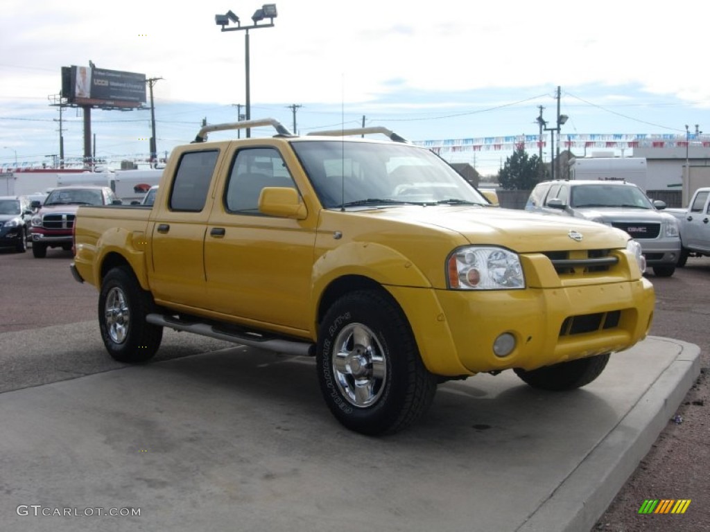 2001 Frontier SE V6 Crew Cab 4x4 - Solar Yellow / Gray photo #15