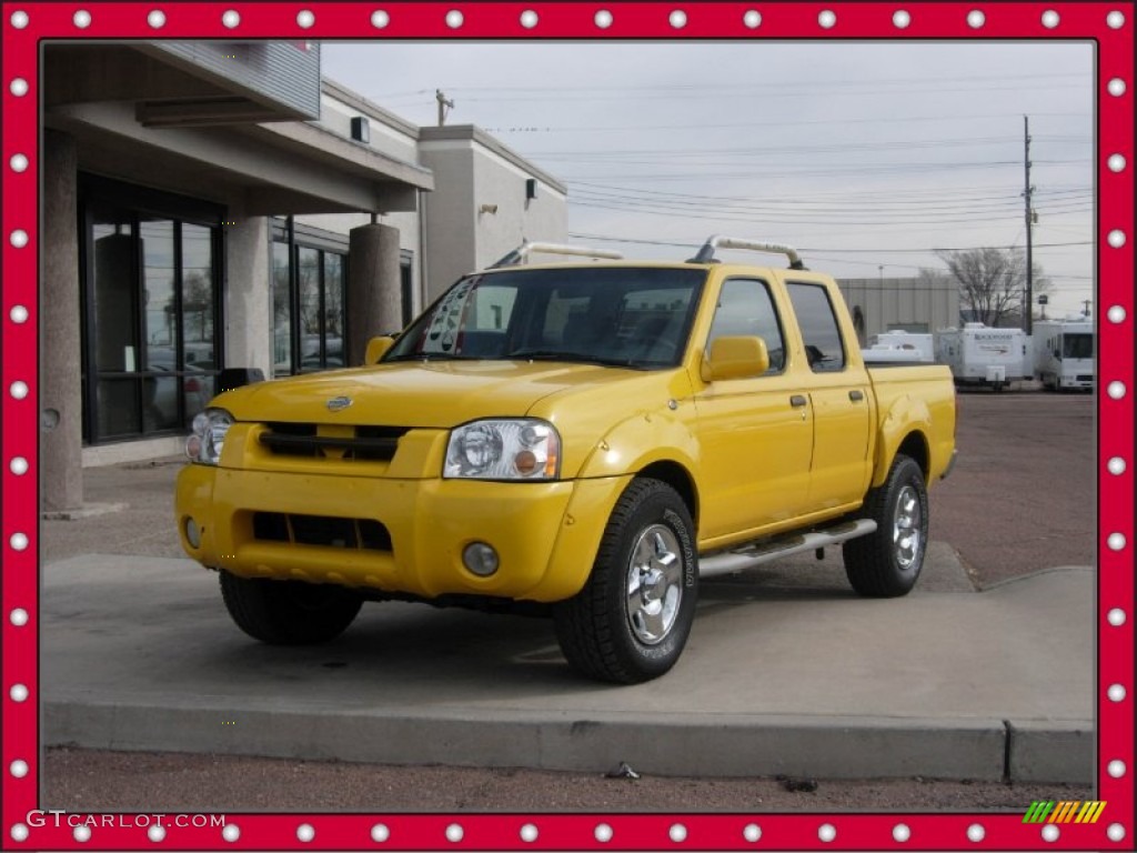 2001 Frontier SE V6 Crew Cab 4x4 - Solar Yellow / Gray photo #17