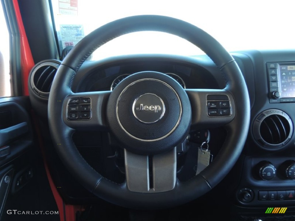 2013 Jeep Wrangler Unlimited Moab Edition 4x4 Black Steering Wheel Photo #89758126