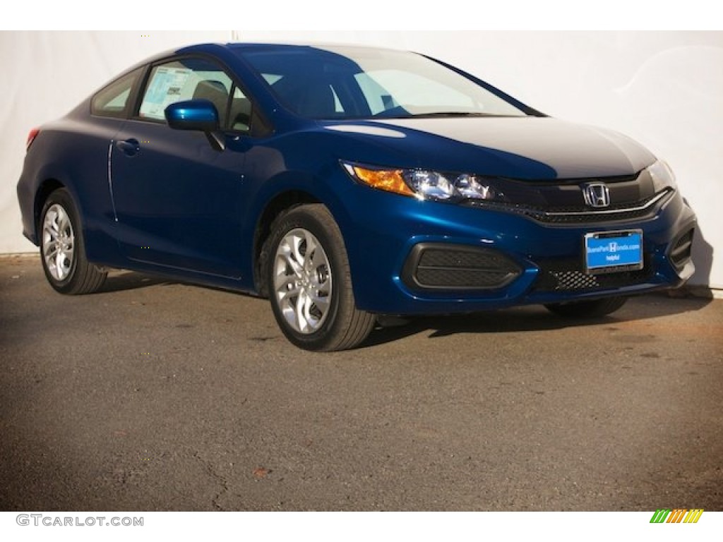 2014 Civic LX Coupe - Dyno Blue Pearl / Gray photo #1