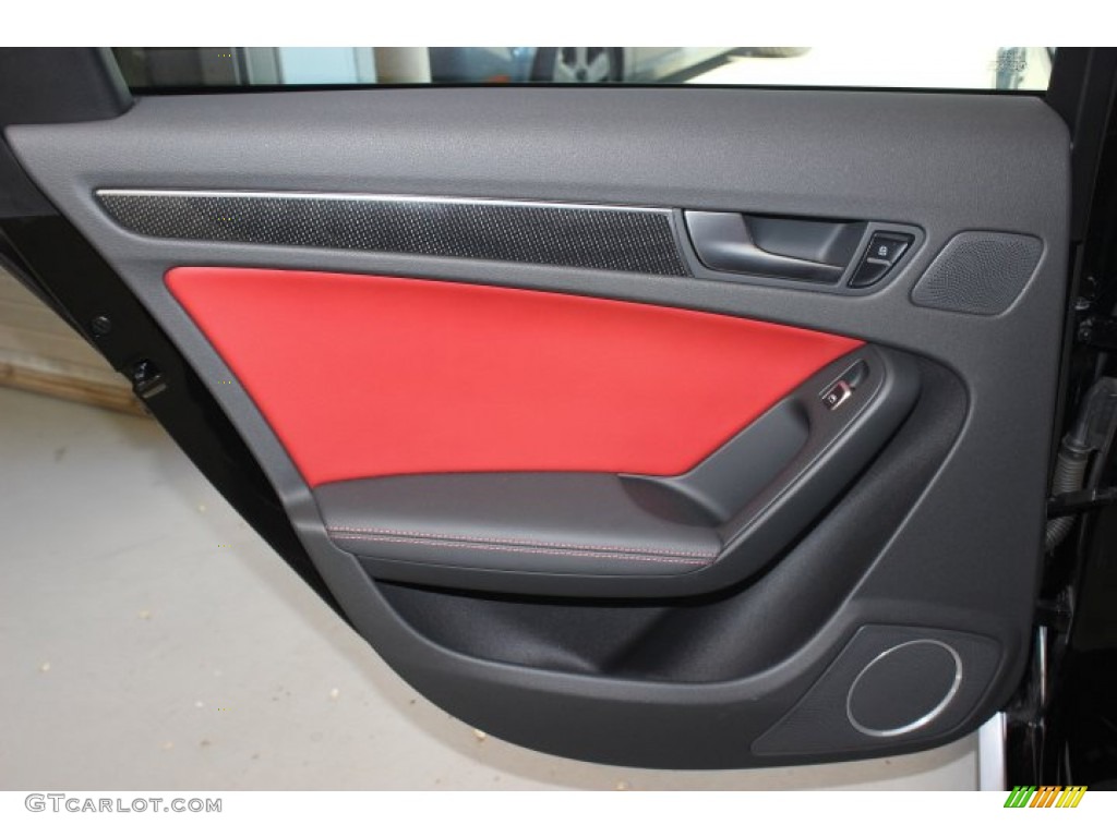 2013 Audi S4 3.0T quattro Sedan Black/Magma Red Door Panel Photo #89761054
