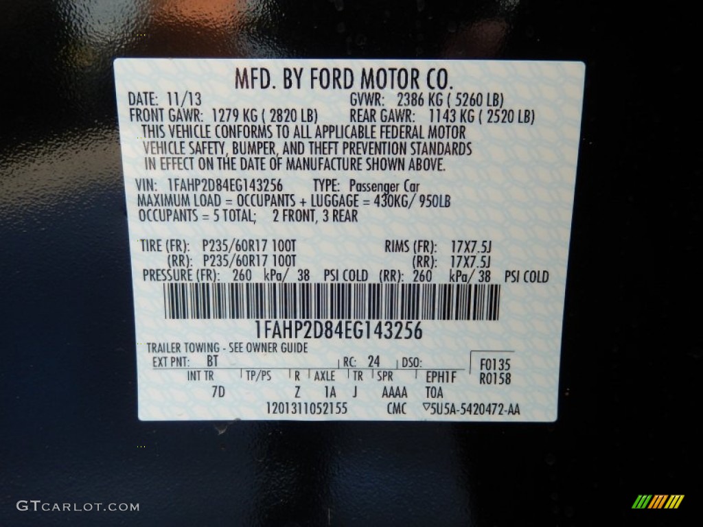 2014 Ford Taurus SE Color Code Photos