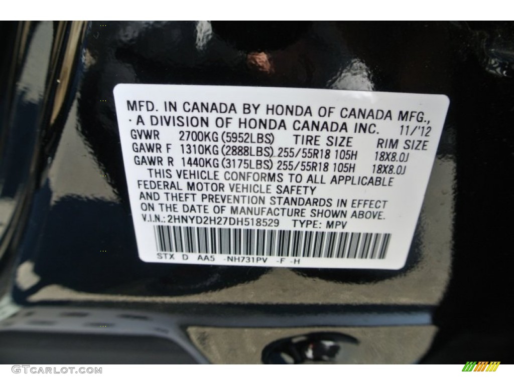2013 Acura MDX SH-AWD Color Code Photos