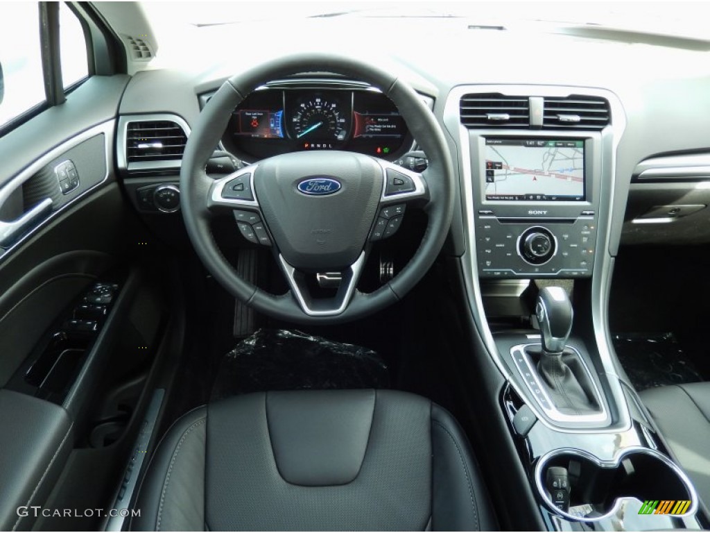 2014 Ford Fusion Hybrid Titanium Charcoal Black Dashboard Photo #89779751