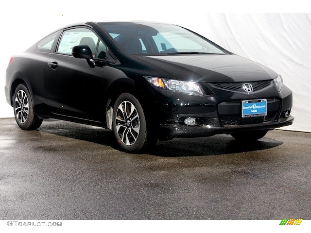 2013 Civic EX-L Coupe - Crystal Black Pearl / Gray photo #1