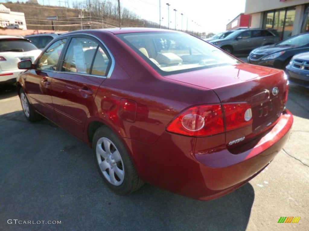 2008 Optima LX - Ruby Red / Beige photo #5