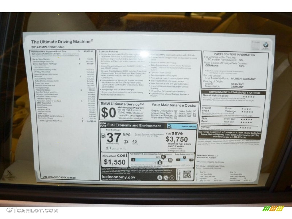 2014 3 Series 328d Sedan - Glacier Silver Metallic / Venetian Beige photo #5