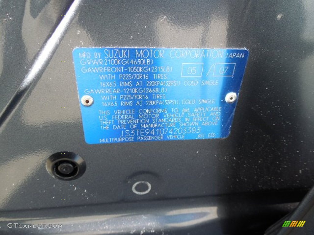 2007 Grand Vitara  - Azure Grey Metallic / Black photo #23