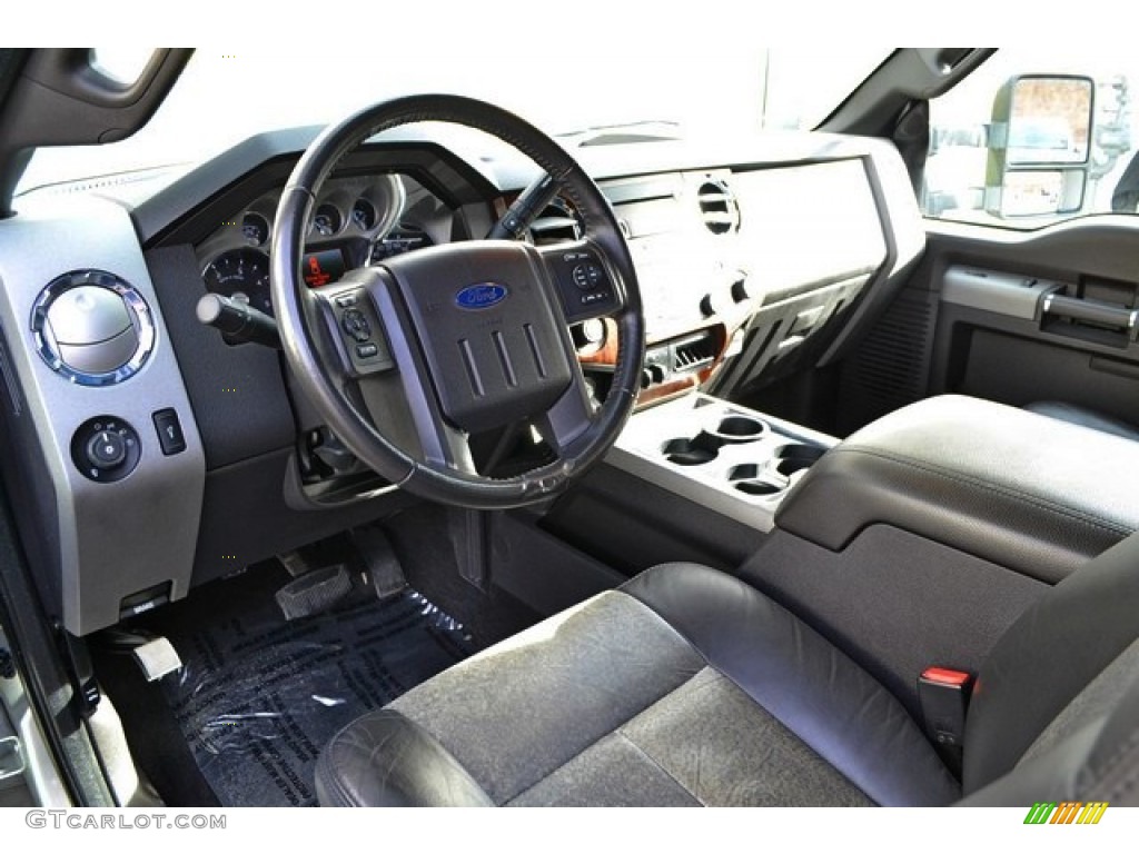 Black Two Tone Leather Interior 2011 Ford F250 Super Duty Lariat Crew Cab 4x4 Photo #89792974