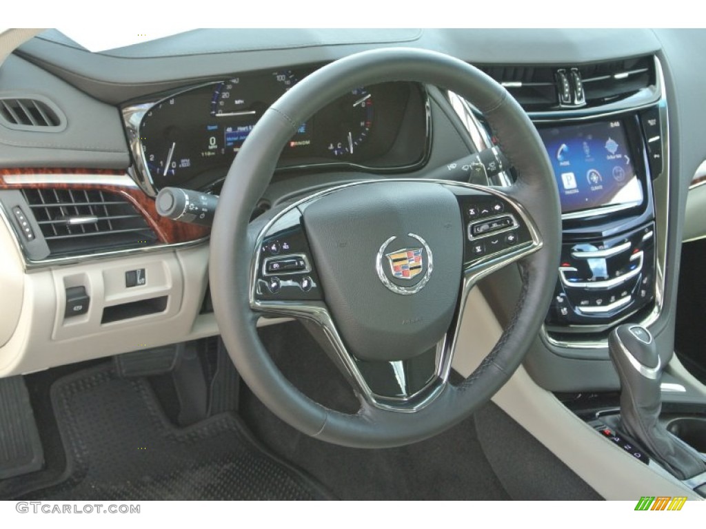 2014 Cadillac CTS Sedan Light Platinum/Jet Black Steering Wheel Photo #89797262