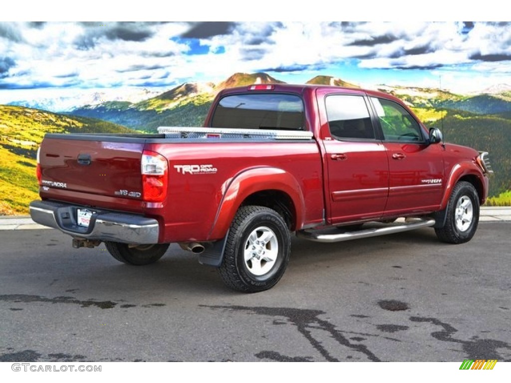2005 Tundra SR5 Double Cab 4x4 - Salsa Red Pearl / Taupe photo #3