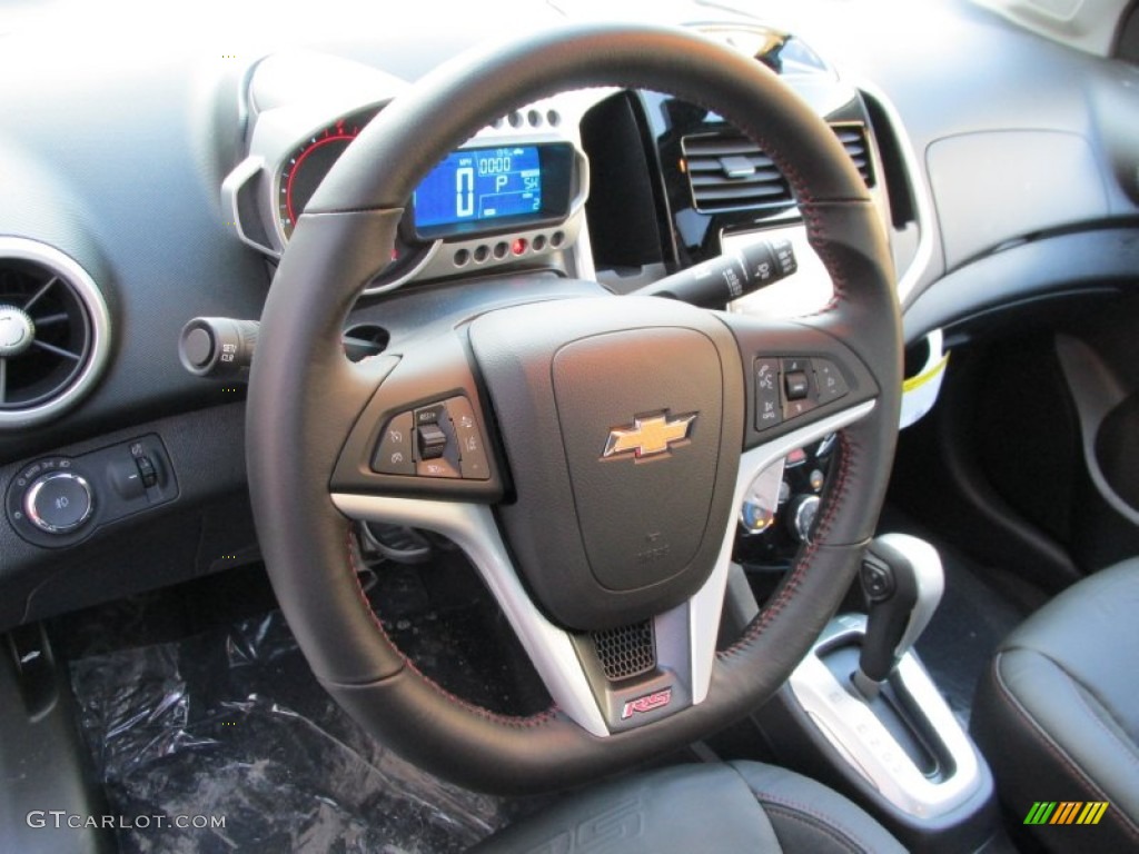 2014 Chevrolet Sonic RS Hatchback RS Jet Black Steering Wheel Photo #89798921