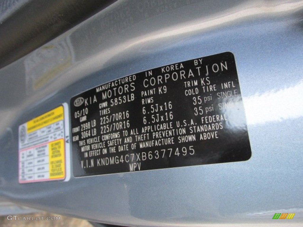 2011 Kia Sedona LX Color Code Photos