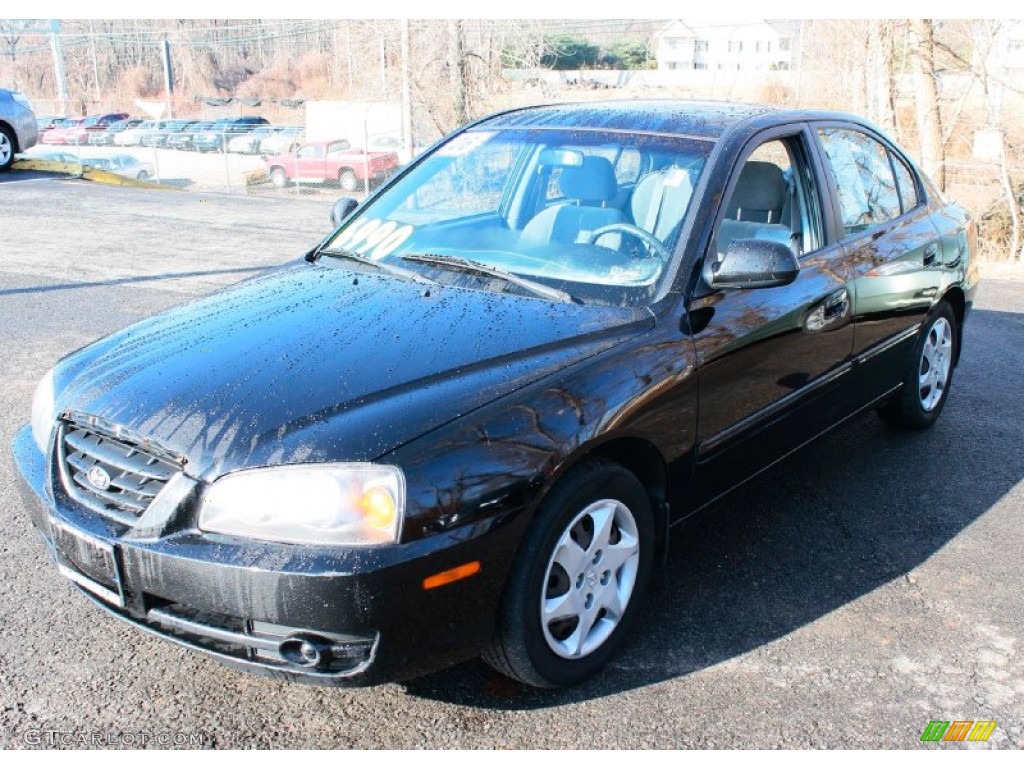 2006 Elantra GLS Sedan - Ebony Black / Gray photo #3