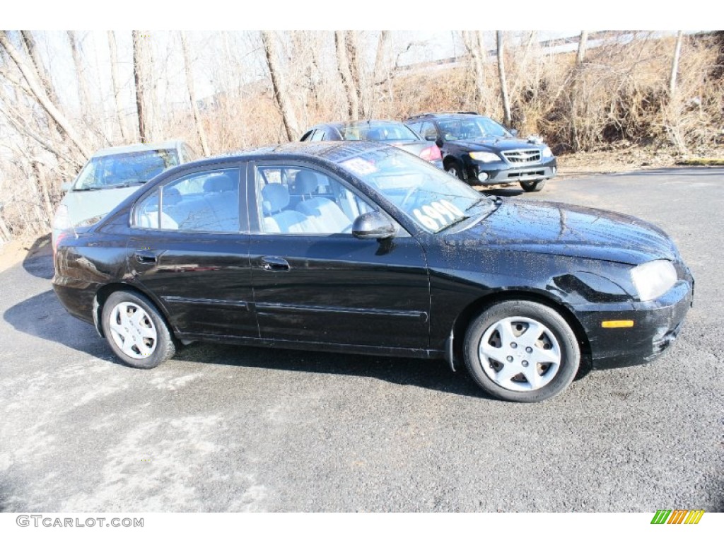 2006 Elantra GLS Sedan - Ebony Black / Gray photo #4