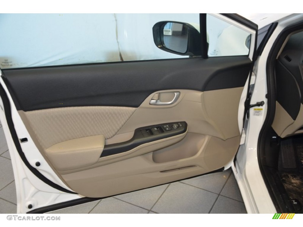 2014 Civic LX Sedan - Taffeta White / Beige photo #9