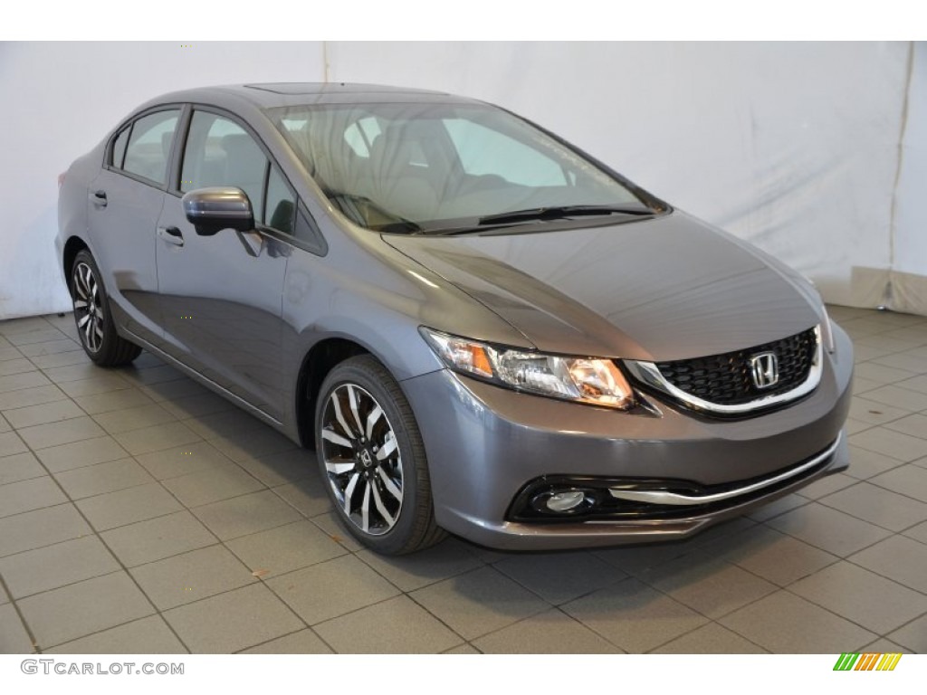 Modern Steel Metallic 2014 Honda Civic EX-L Sedan Exterior Photo #89813879