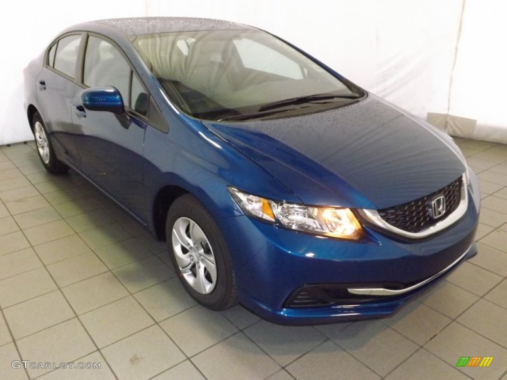 2014 Civic LX Sedan - Dyno Blue Pearl / Gray photo #1