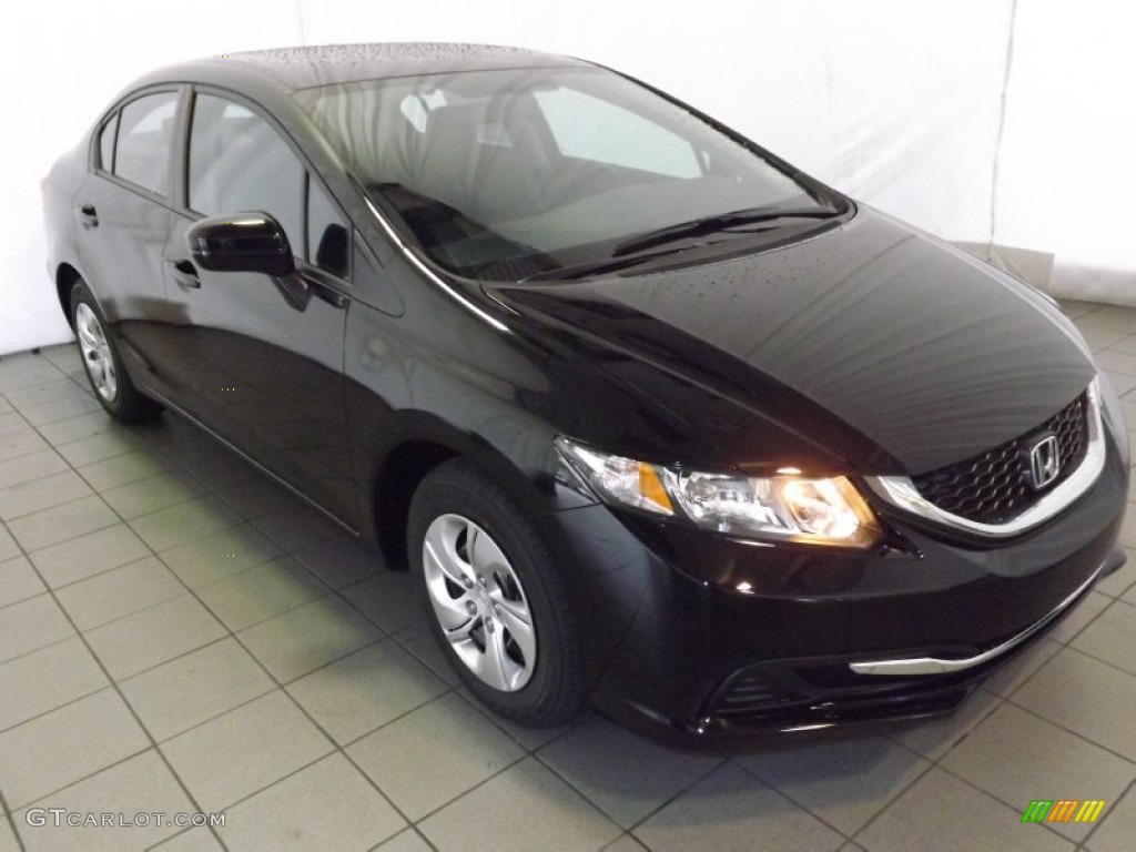 Crystal Black Pearl 2014 Honda Civic LX Sedan Exterior Photo #89814911