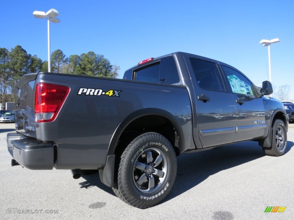 Gun Metallic 2014 Nissan Titan Pro-4X Crew Cab 4x4 Exterior Photo #89815394