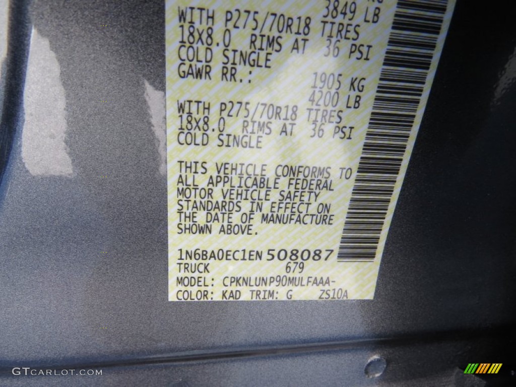 2014 Titan Color Code KAD for Gun Metallic Photo #89815574